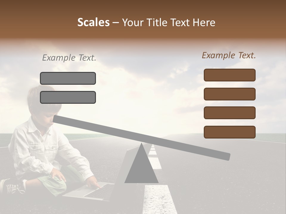 A Child On The Street With A Laptop PowerPoint Template