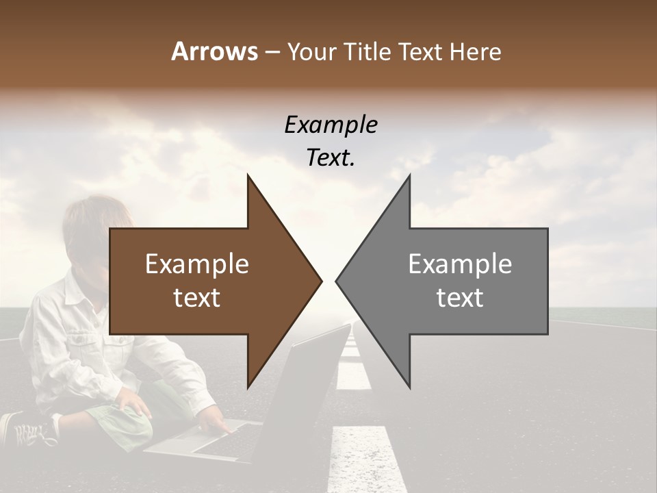 A Child On The Street With A Laptop PowerPoint Template