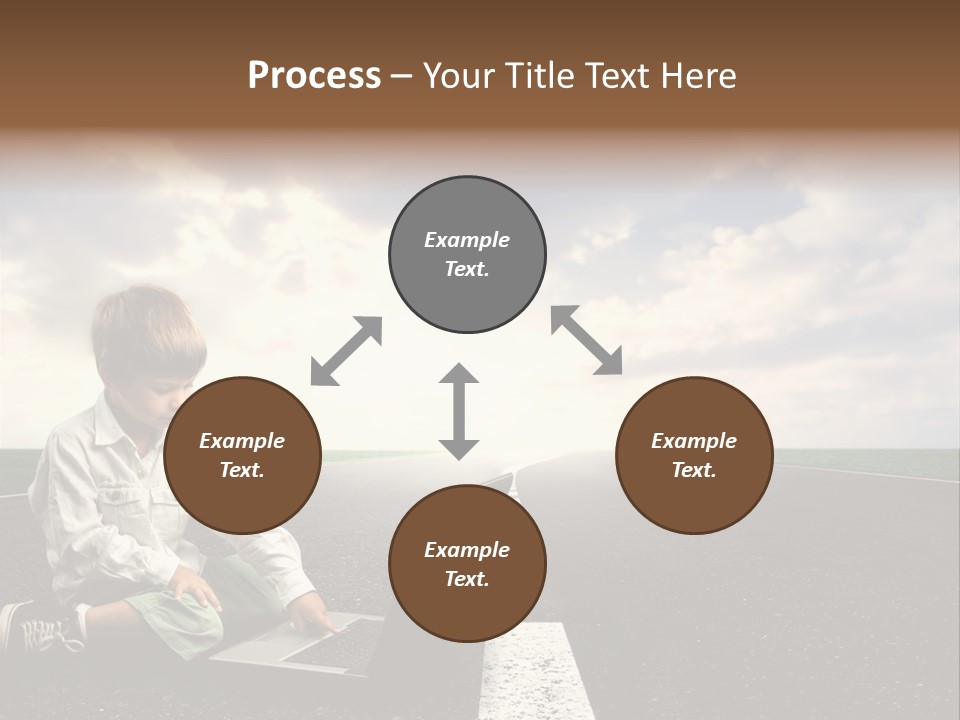 A Child On The Street With A Laptop PowerPoint Template