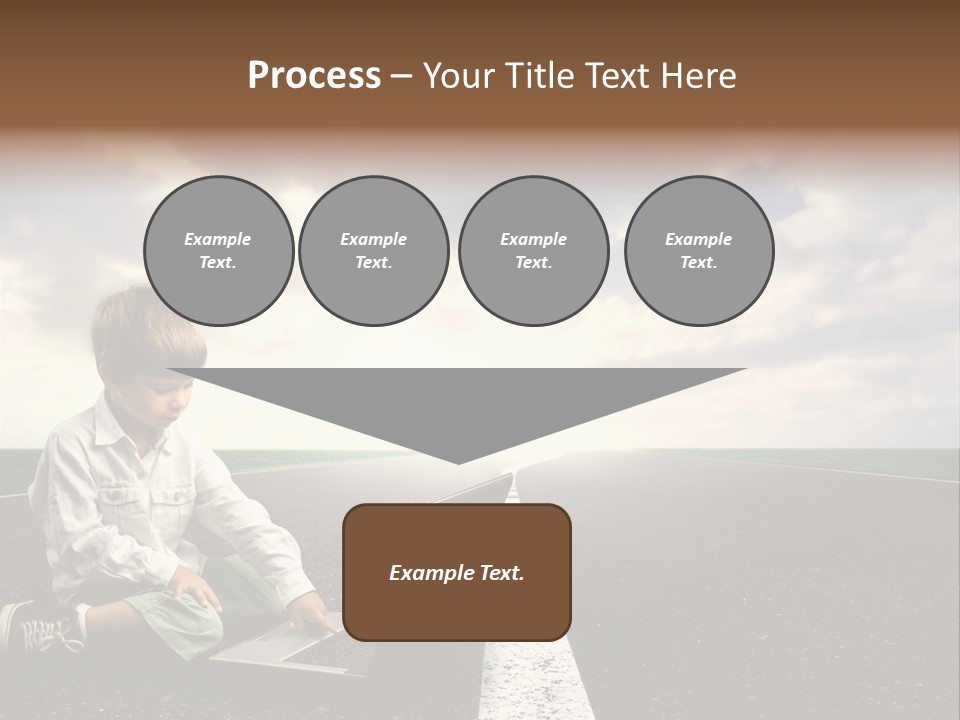 A Child On The Street With A Laptop PowerPoint Template