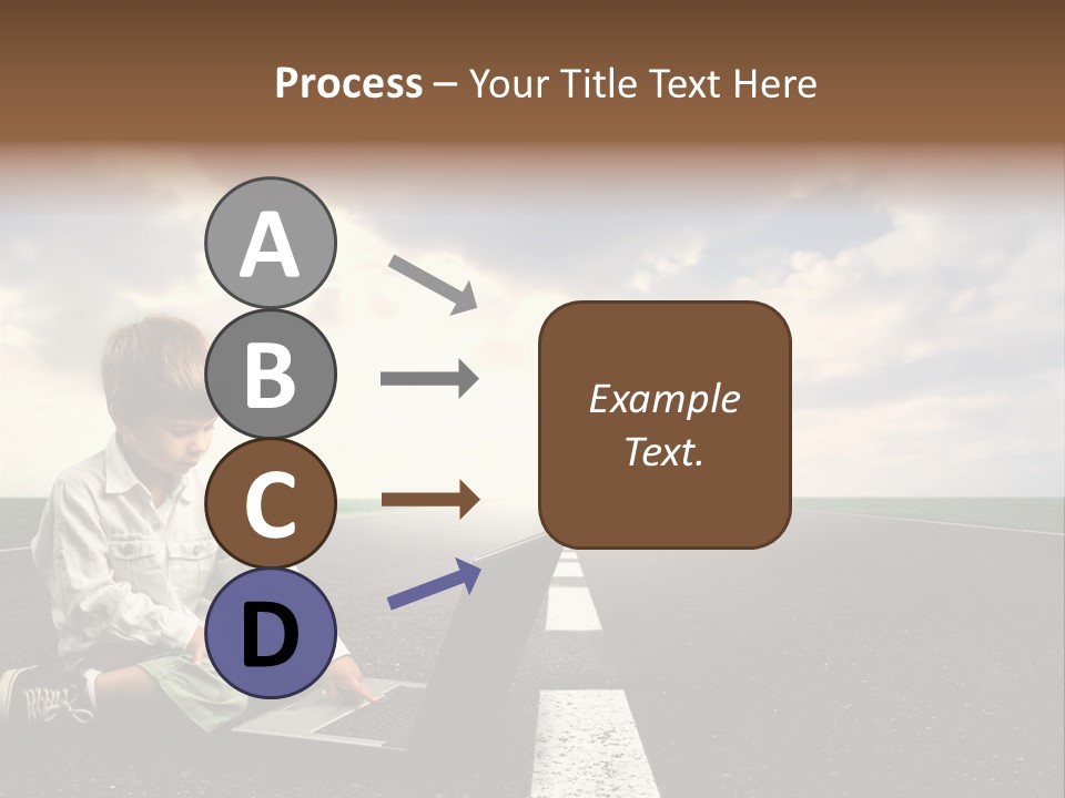 A Child On The Street With A Laptop PowerPoint Template