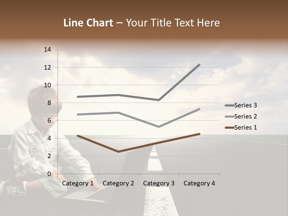 A Child On The Street With A Laptop PowerPoint Template