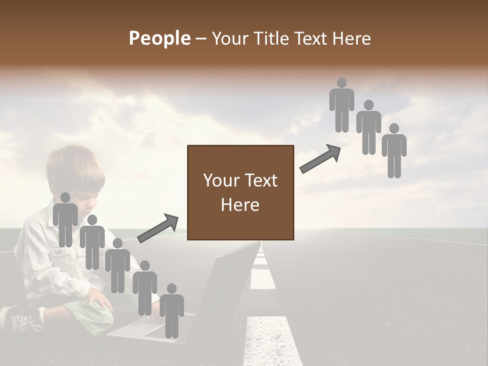 A Child On The Street With A Laptop PowerPoint Template