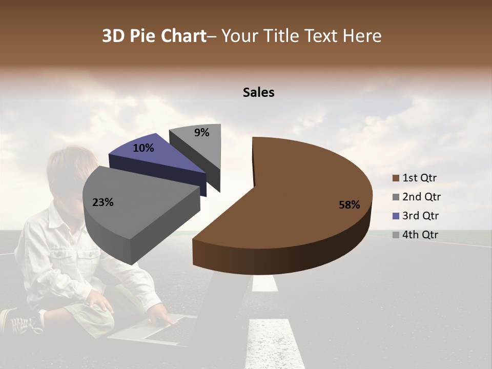 A Child On The Street With A Laptop PowerPoint Template