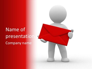 3D Postman With Big Red Envelope PowerPoint Template