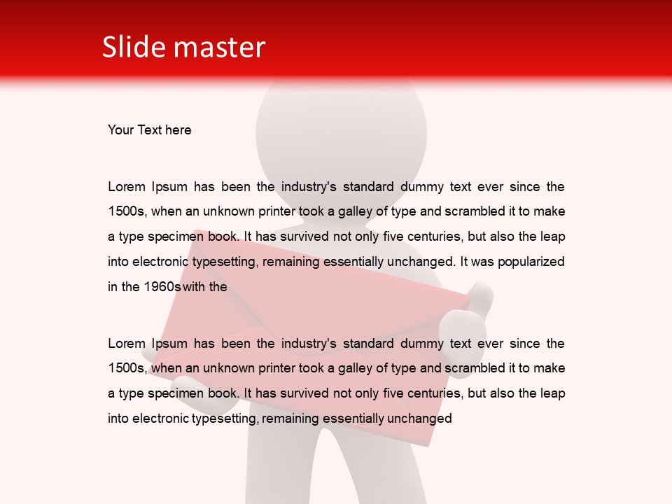 3D Postman With Big Red Envelope PowerPoint Template