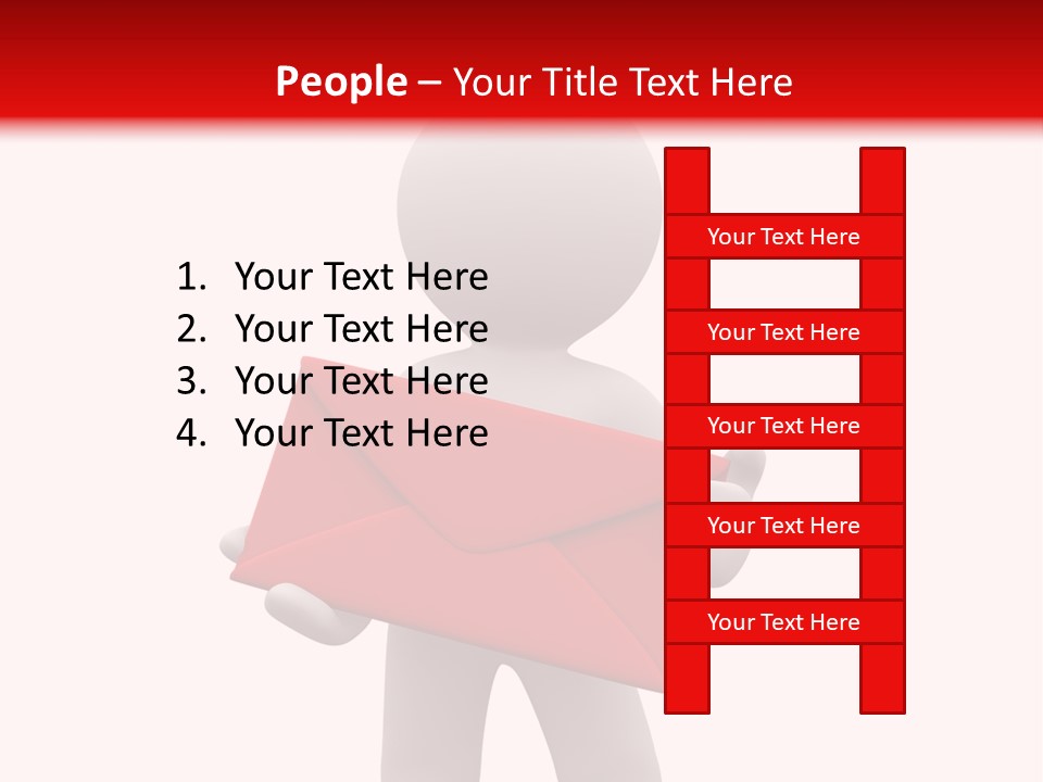 3D Postman With Big Red Envelope PowerPoint Template