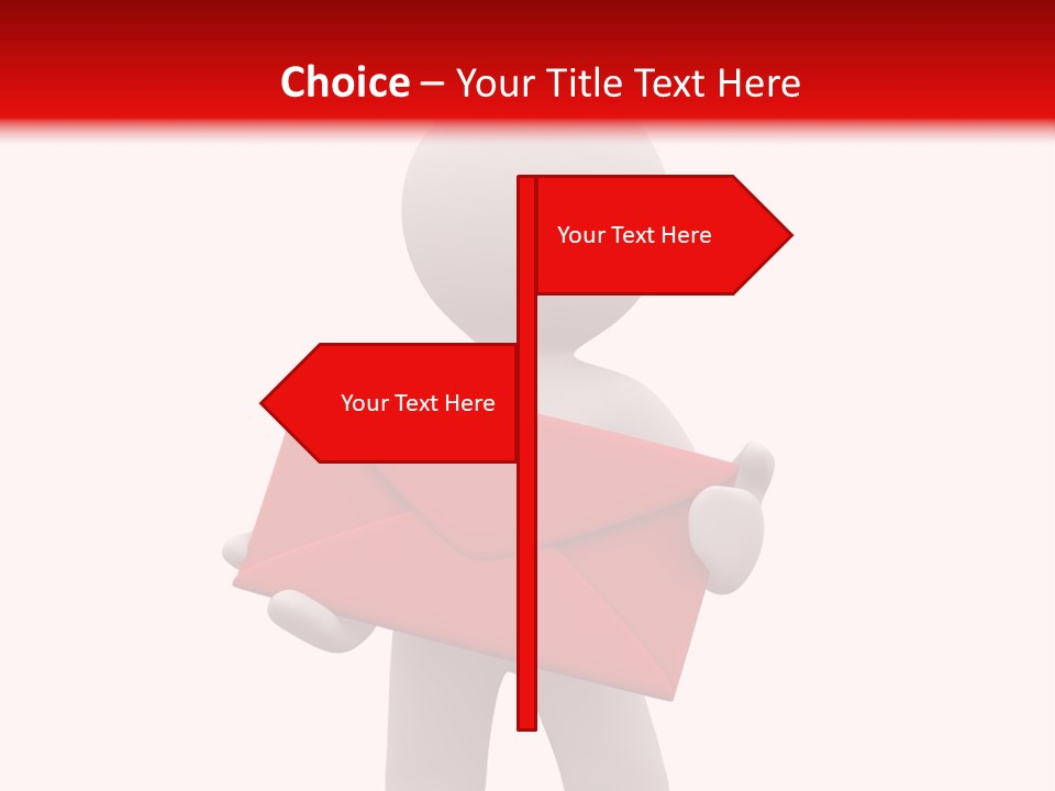 3D Postman With Big Red Envelope PowerPoint Template