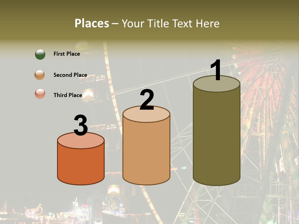 A Ferris Wheel Is Lit Up At Night PowerPoint Template