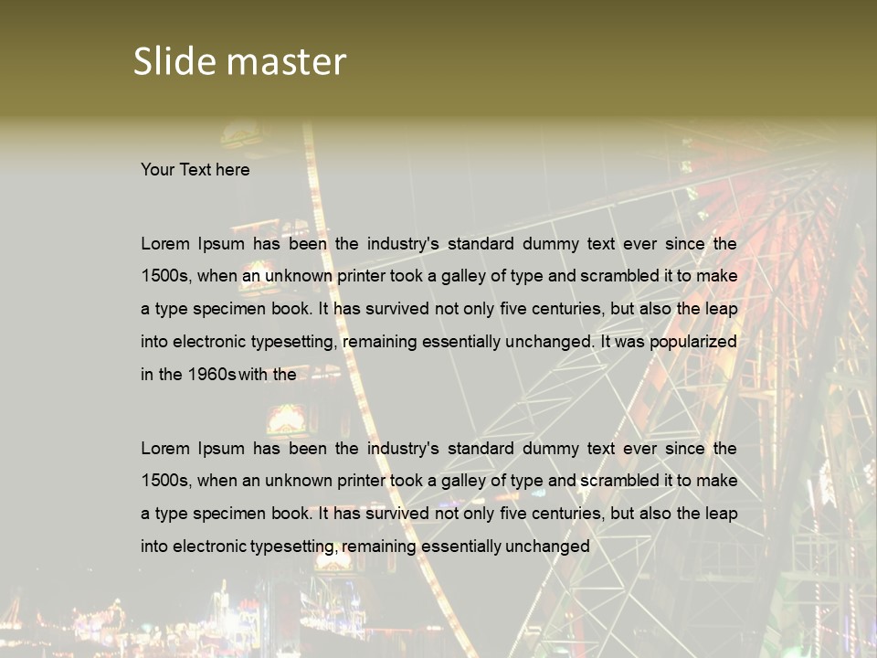 A Ferris Wheel Is Lit Up At Night PowerPoint Template