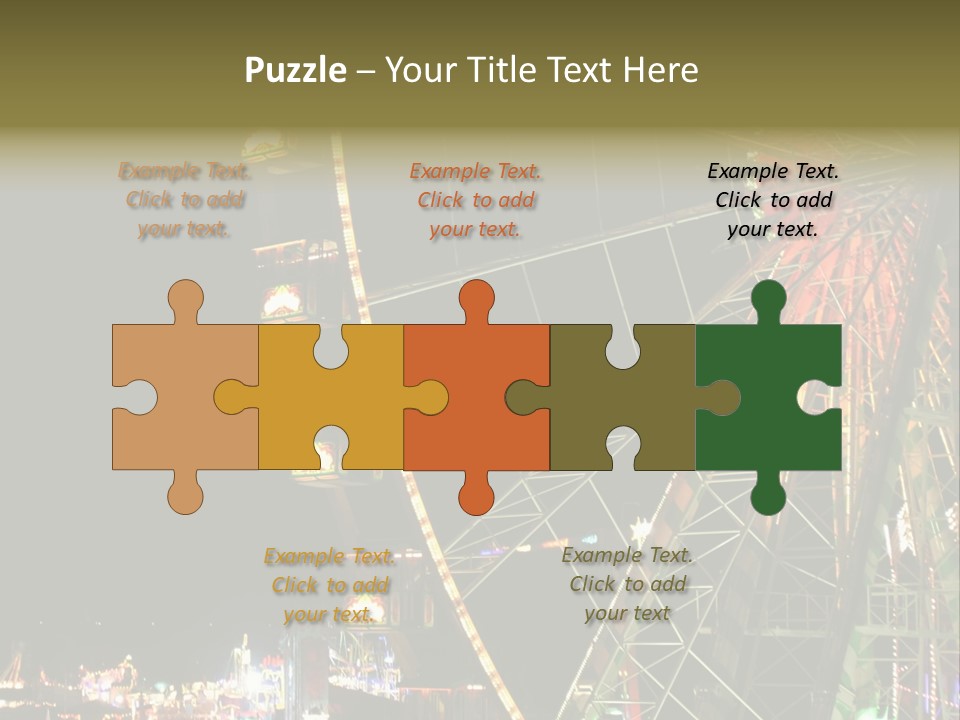 A Ferris Wheel Is Lit Up At Night PowerPoint Template