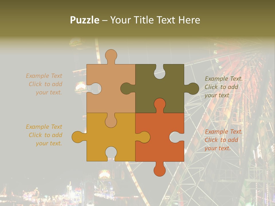 A Ferris Wheel Is Lit Up At Night PowerPoint Template