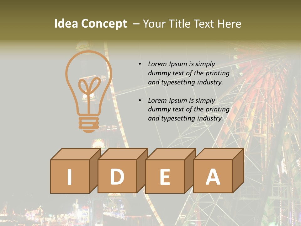 A Ferris Wheel Is Lit Up At Night PowerPoint Template