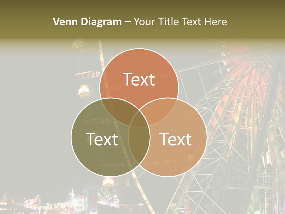 A Ferris Wheel Is Lit Up At Night PowerPoint Template