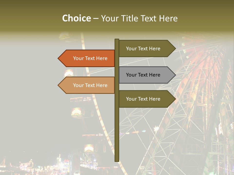 A Ferris Wheel Is Lit Up At Night PowerPoint Template