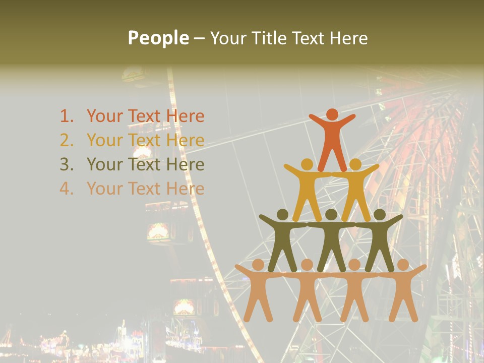A Ferris Wheel Is Lit Up At Night PowerPoint Template