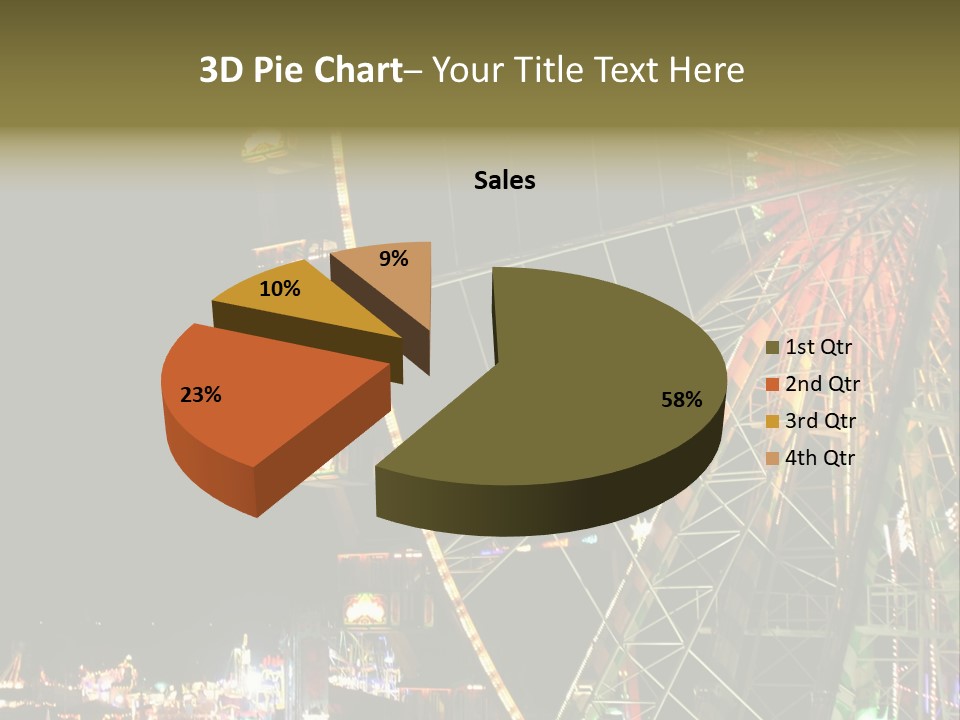 A Ferris Wheel Is Lit Up At Night PowerPoint Template
