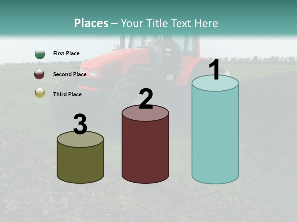 Red Tractor Working At Field PowerPoint Template