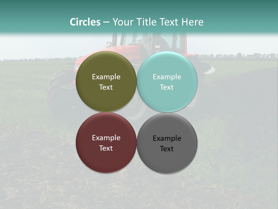 Red Tractor Working At Field PowerPoint Template