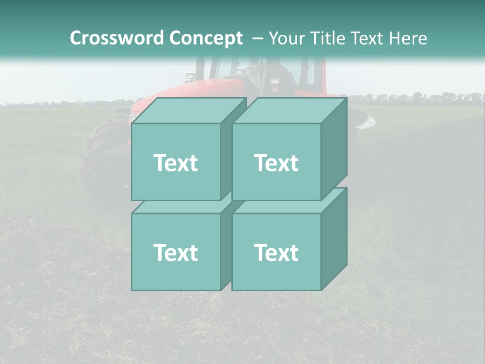 Red Tractor Working At Field PowerPoint Template
