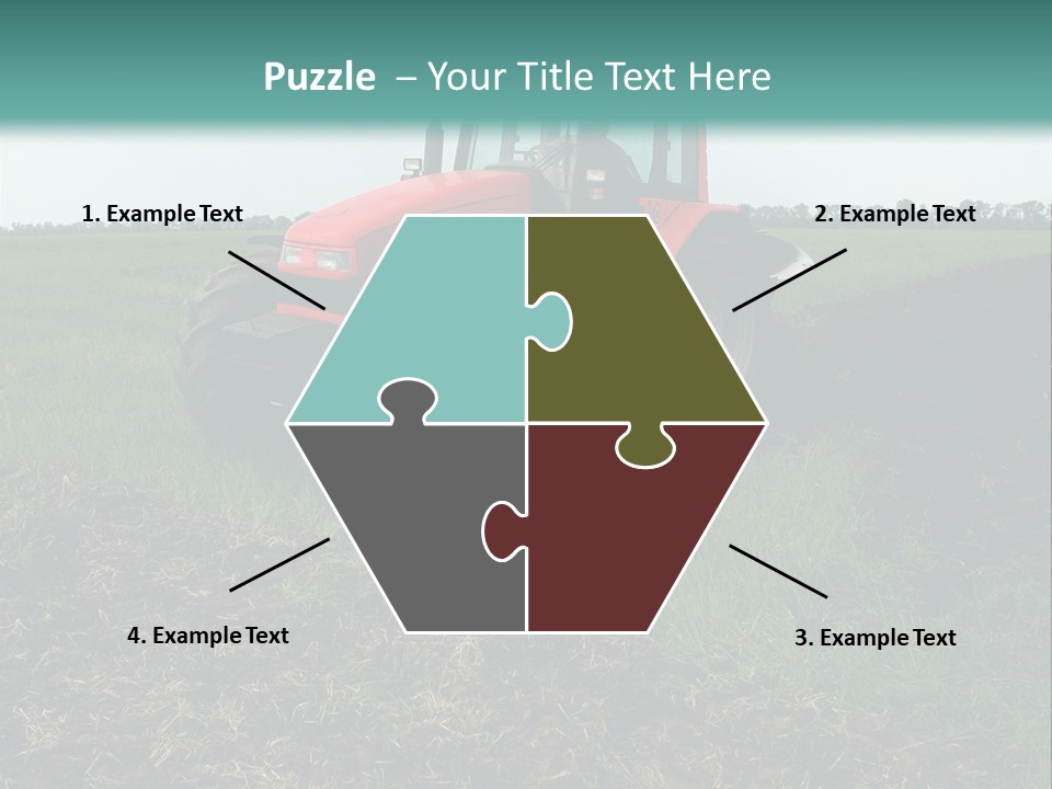 Red Tractor Working At Field PowerPoint Template