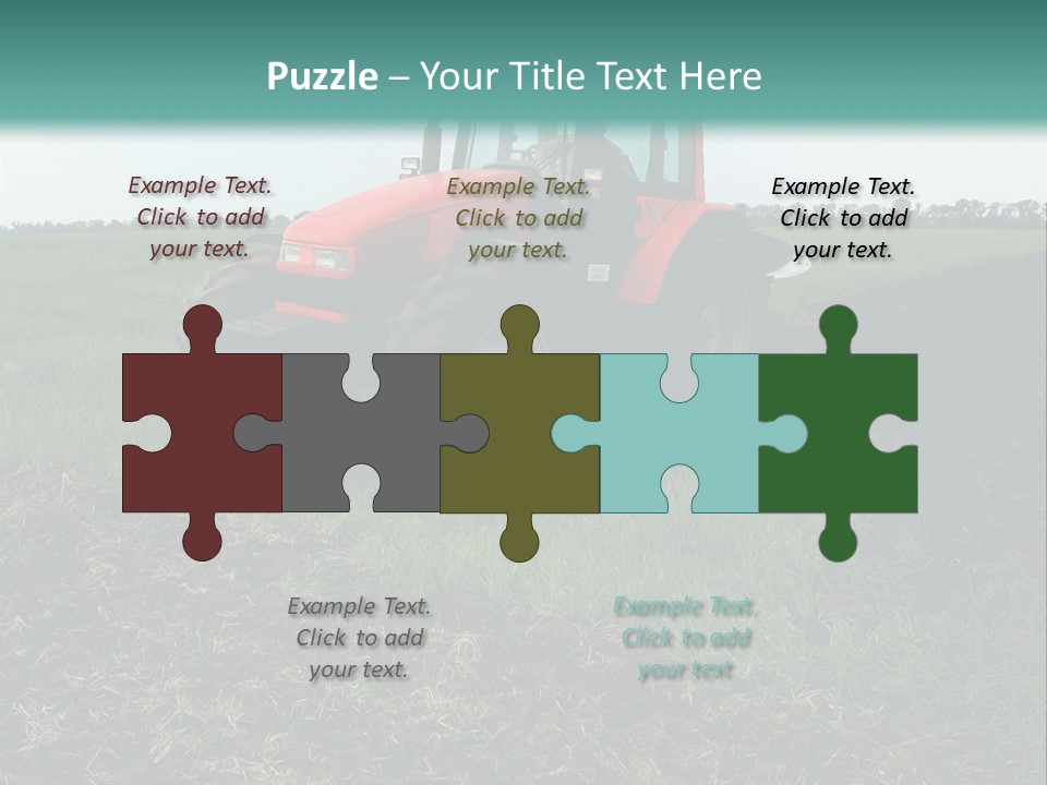 Red Tractor Working At Field PowerPoint Template