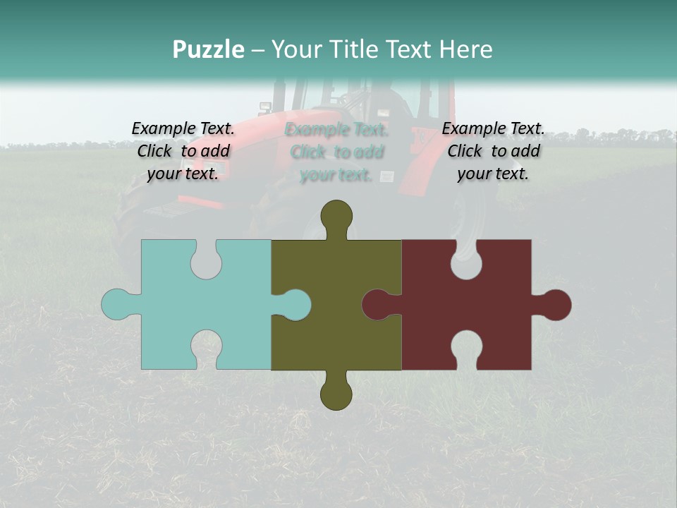 Red Tractor Working At Field PowerPoint Template