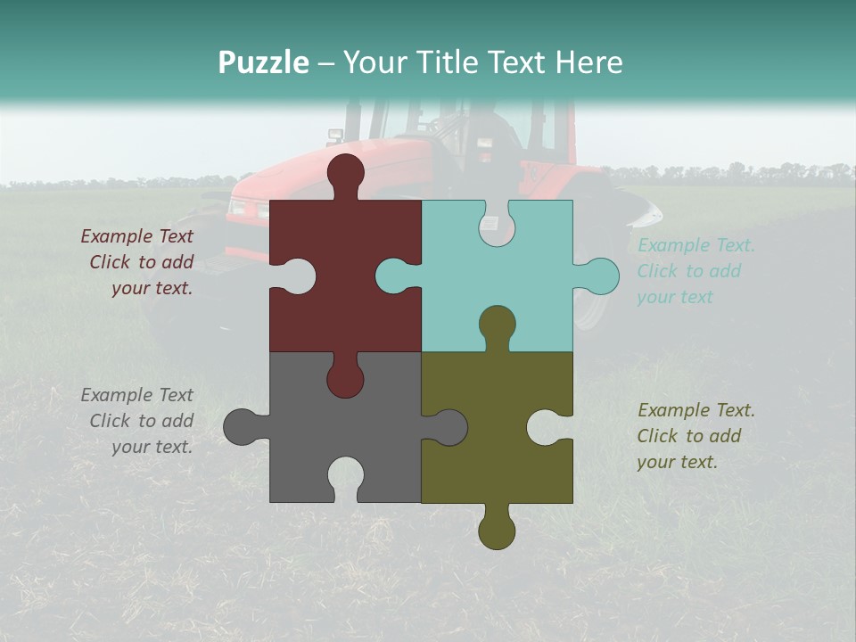 Red Tractor Working At Field PowerPoint Template