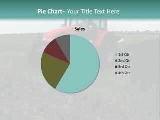 Red Tractor Working At Field PowerPoint Template
