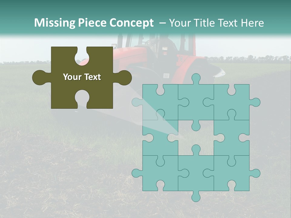 Red Tractor Working At Field PowerPoint Template