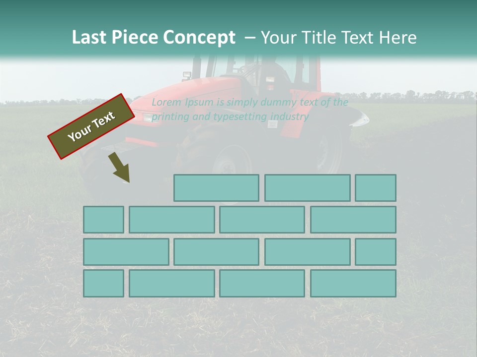 Red Tractor Working At Field PowerPoint Template