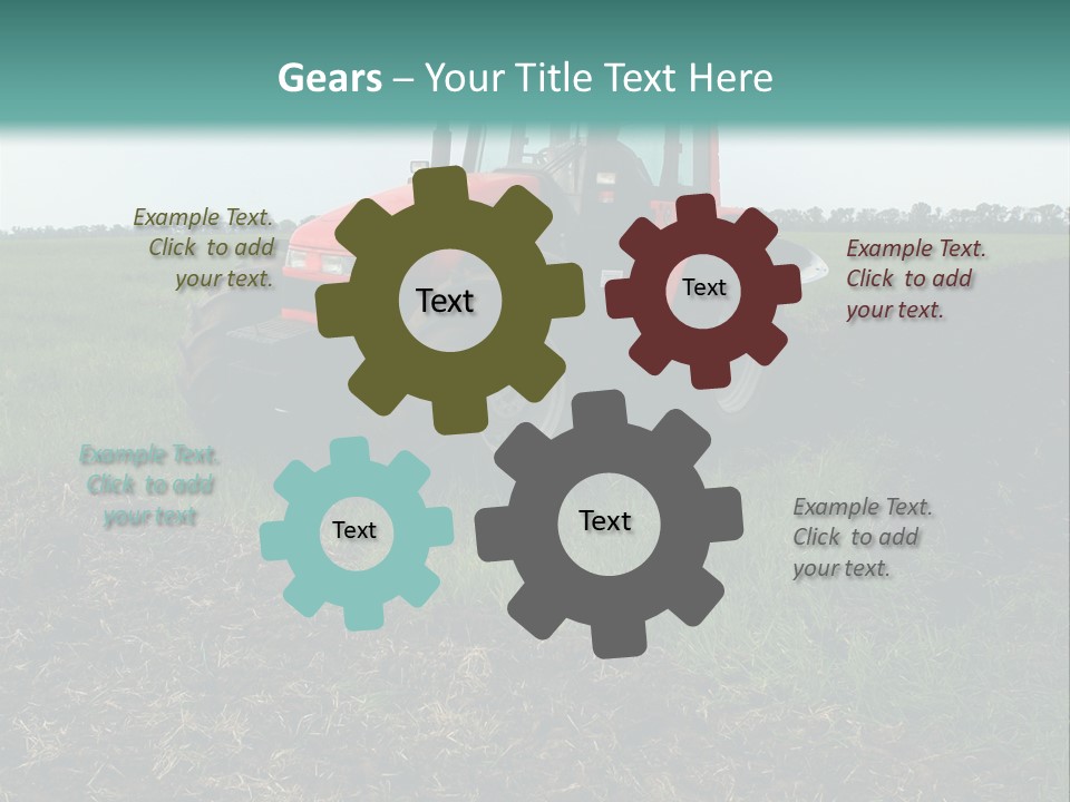 Red Tractor Working At Field PowerPoint Template