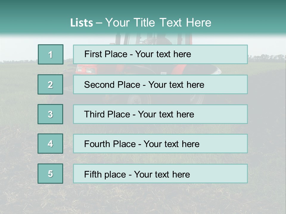 Red Tractor Working At Field PowerPoint Template