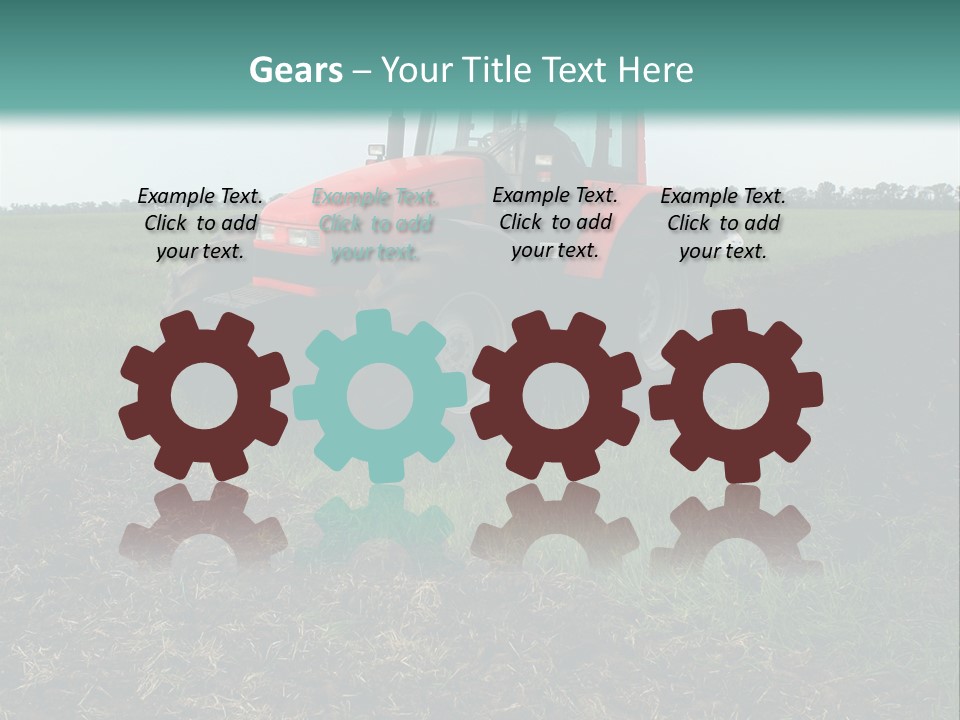 Red Tractor Working At Field PowerPoint Template