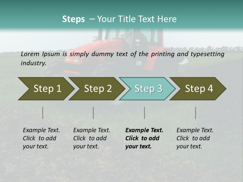 Red Tractor Working At Field PowerPoint Template