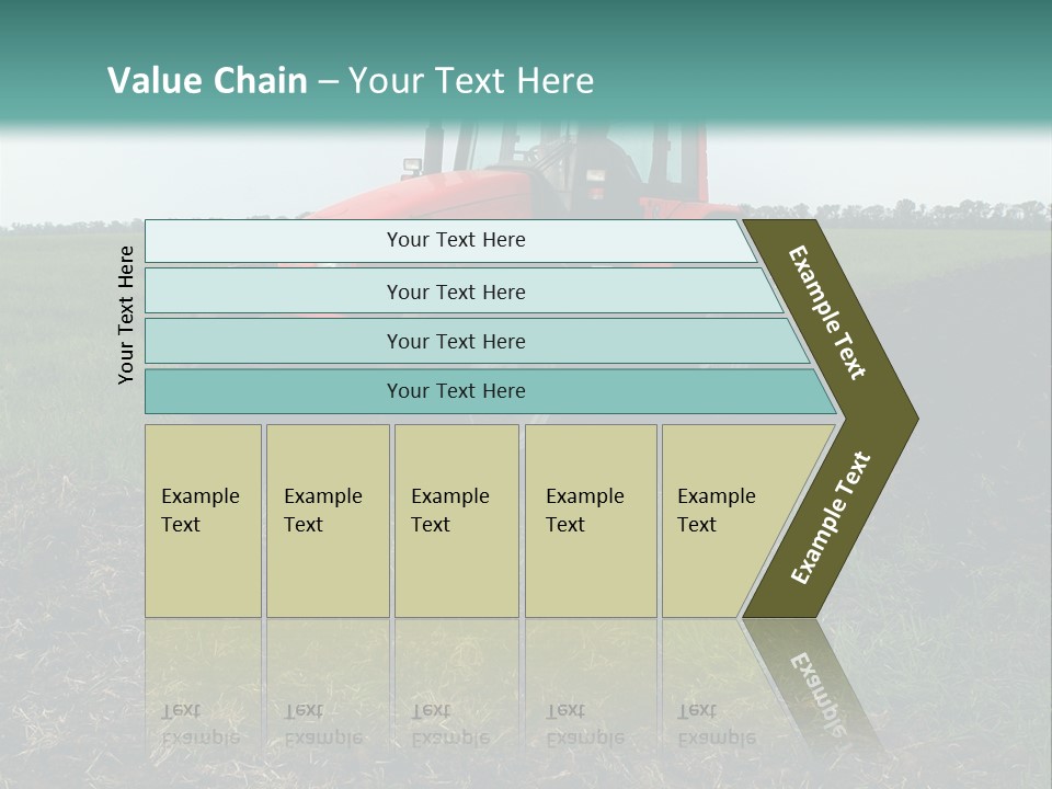 Red Tractor Working At Field PowerPoint Template
