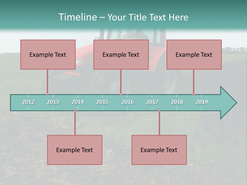 Red Tractor Working At Field PowerPoint Template
