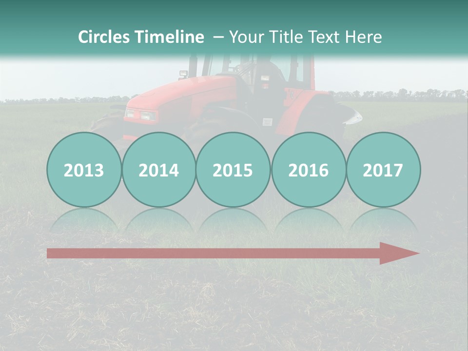 Red Tractor Working At Field PowerPoint Template