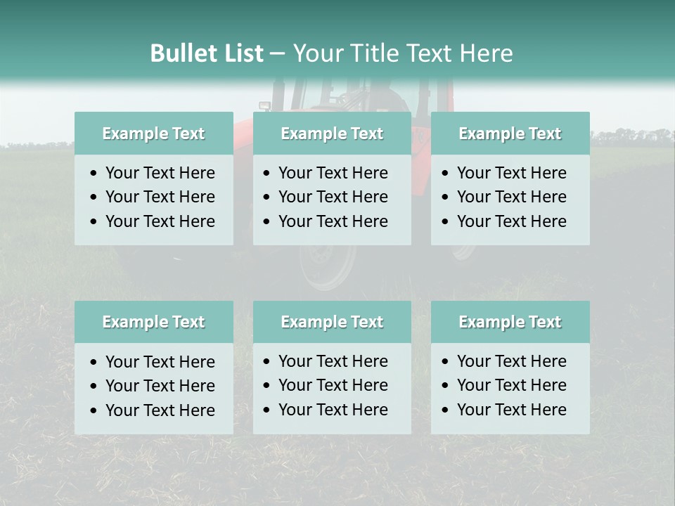 Red Tractor Working At Field PowerPoint Template