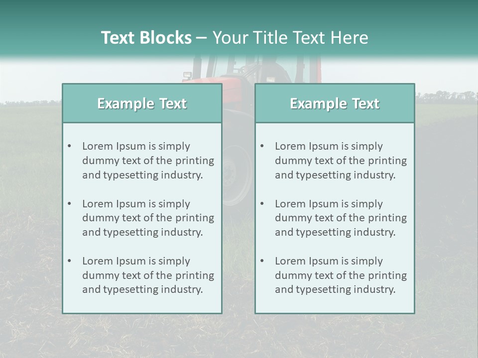 Red Tractor Working At Field PowerPoint Template