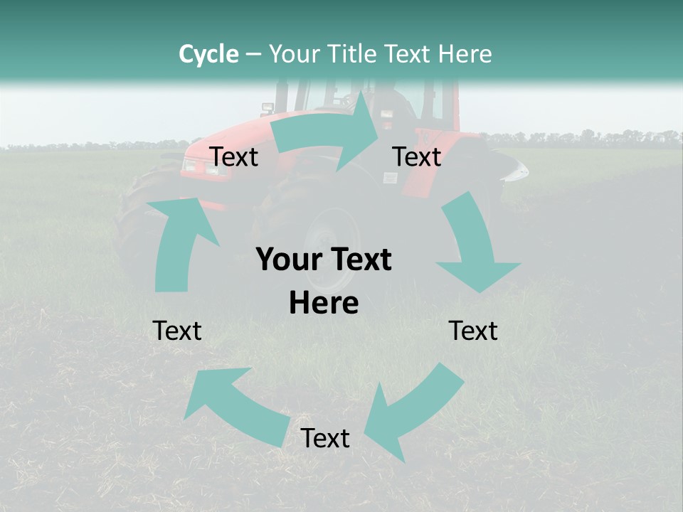 Red Tractor Working At Field PowerPoint Template