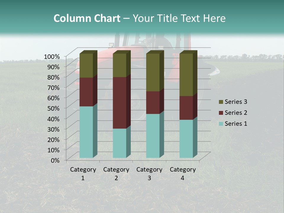 Red Tractor Working At Field PowerPoint Template