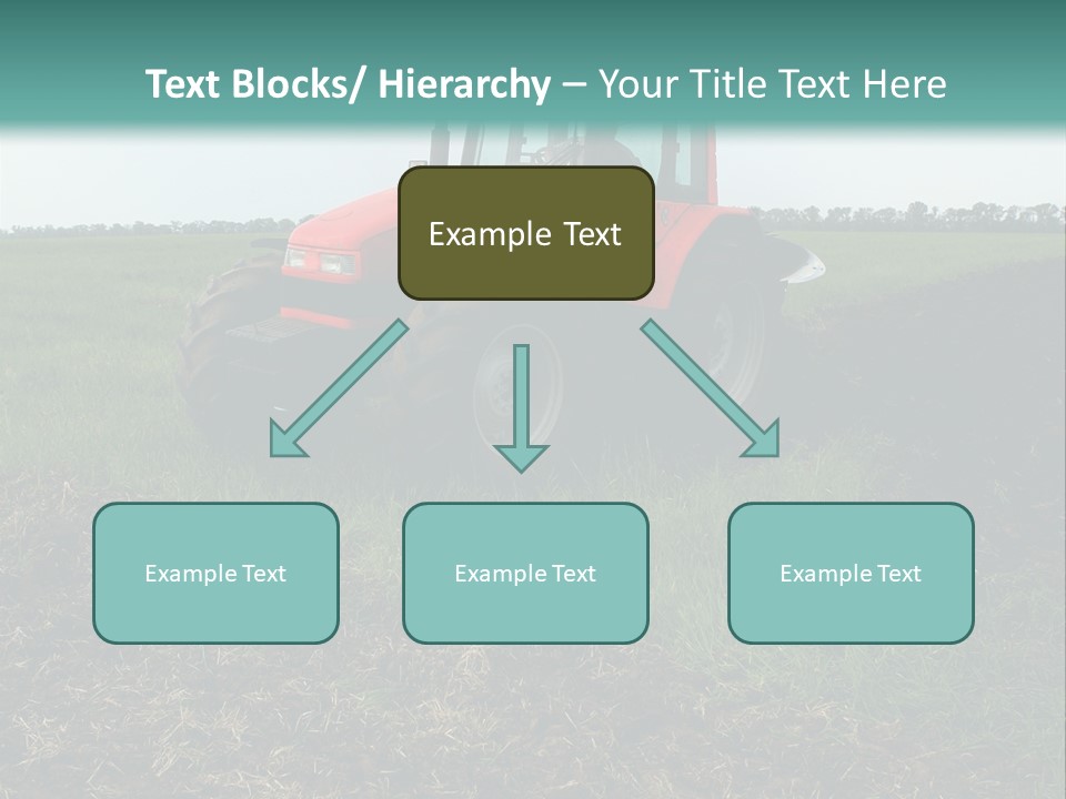 Red Tractor Working At Field PowerPoint Template