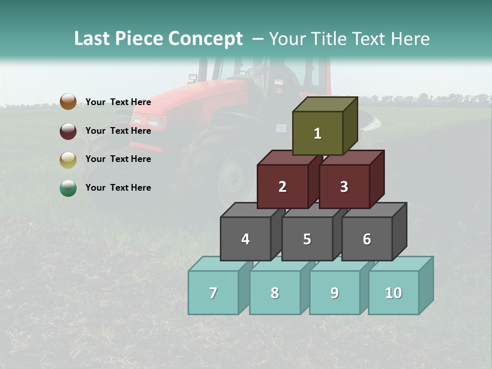 Red Tractor Working At Field PowerPoint Template