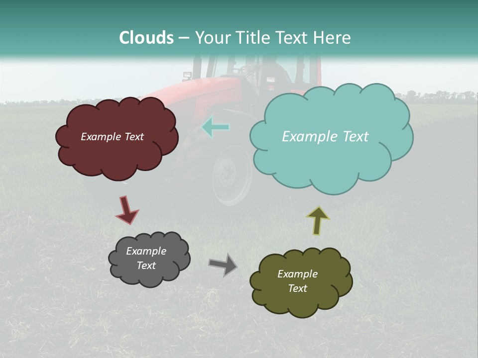 Red Tractor Working At Field PowerPoint Template