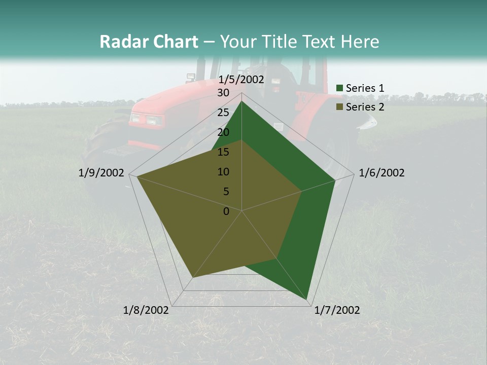 Red Tractor Working At Field PowerPoint Template