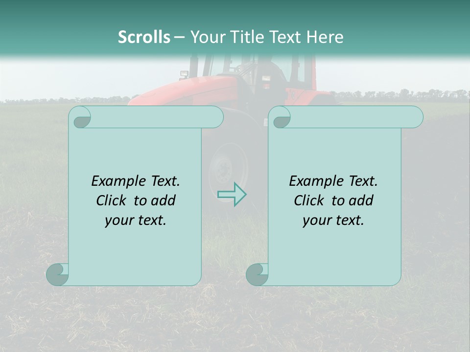 Red Tractor Working At Field PowerPoint Template