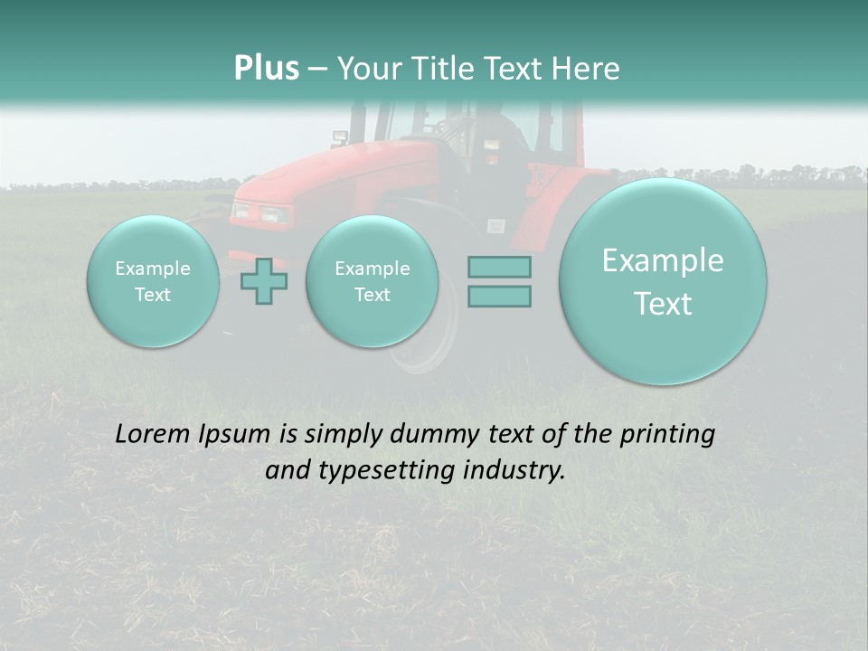Red Tractor Working At Field PowerPoint Template
