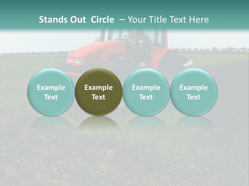 Red Tractor Working At Field PowerPoint Template