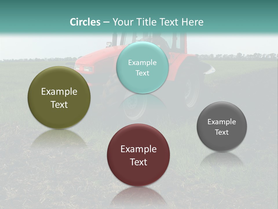 Red Tractor Working At Field PowerPoint Template
